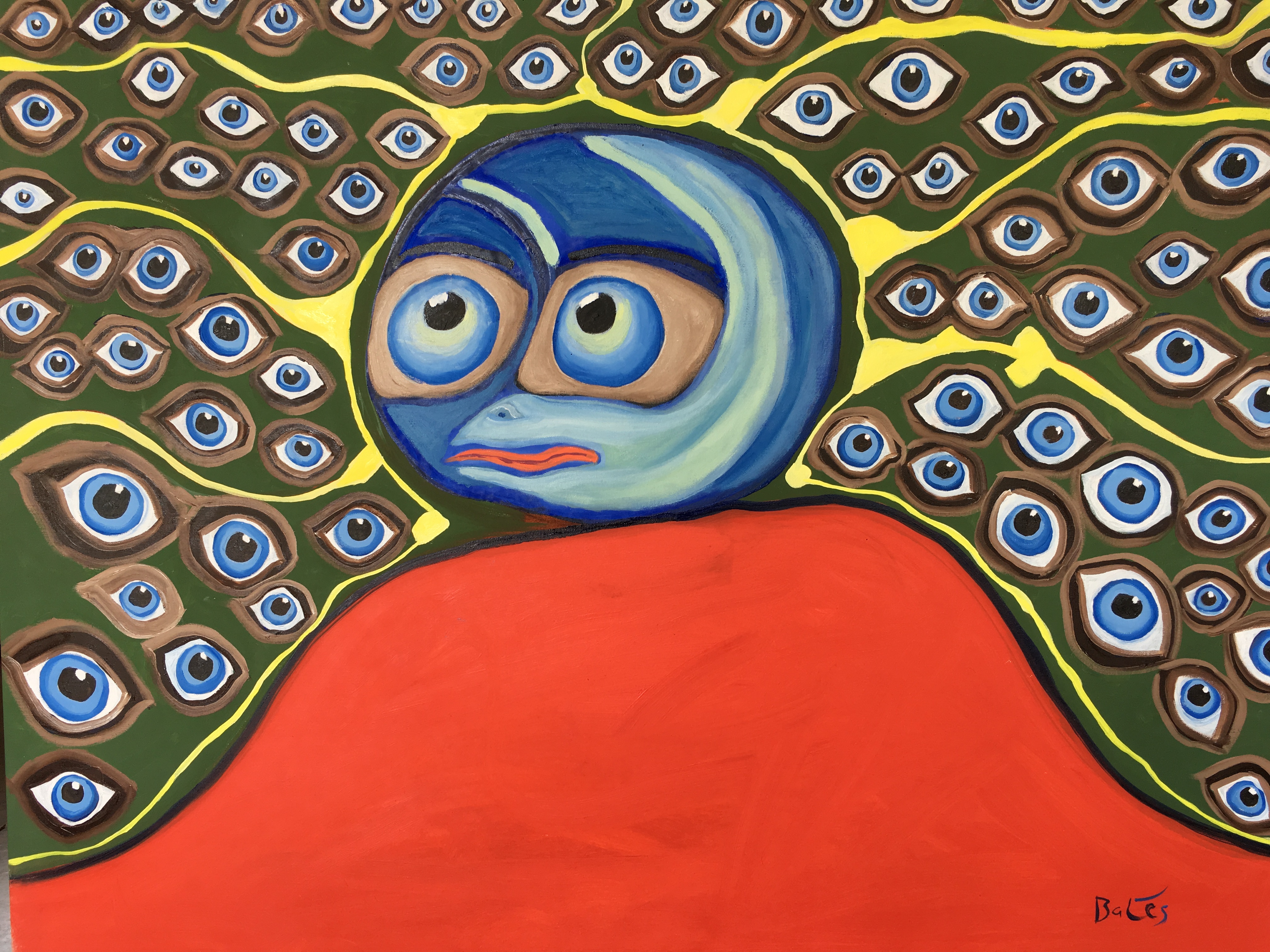 B. Manley Bates oil painting eyeballs fish red body
